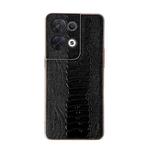 For OPPO Reno8 Genuine Leather Weilai Series Nano Plating Phone Case(Black)
