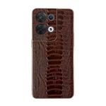 For OPPO Reno8 Genuine Leather Weilai Series Nano Plating Phone Case(Coffee)