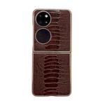 For Huawei P50 Pocket Genuine Leather Weilai Series Nano Plating Phone Case(Coffee)