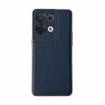 For OPPO Reno8 Genuine Leather Xiaoya Series Nano Plating Phone Case(Blue)