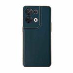 For OPPO Reno8 Genuine Leather Xiaoya Series Nano Plating Phone Case(Dark Green)