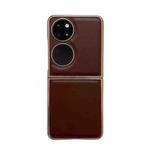 For Huawei P50 Pocket Genuine Leather Xiaoya Series Nano Plating Phone Case(Coffee)