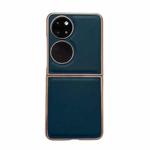 For Huawei P50 Pocket Genuine Leather Xiaoya Series Nano Plating Phone Case(Dark Green)