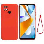 For Xiaomi Poco C40 / Redmi 10 Power / Redmi 10 India Pure Color Liquid Silicone Shockproof Phone Case(Red)