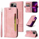 For iPhone 13 Pro BETOPNICE Dual-side Buckle Leather Phone Case(Pink)