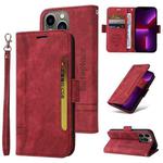 For iPhone 13 Pro BETOPNICE Dual-side Buckle Leather Phone Case(Red)