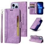 For iPhone 13 Pro Max BETOPNICE Dual-side Buckle Leather Phone Case(Purple)