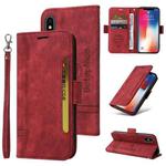 For iPhone X / XS BETOPNICE Dual-side Buckle Leather Phone Case(Red)