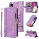 For iPhone X / XS BETOPNICE Dual-side Buckle Leather Phone Case(Purple)