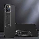 For iPhone 14 Pro Max Frosted Holder Phone Case(Matte Black)