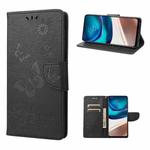 For Motorola Moto G42 Butterfly Embossed Horizontal Flip Leather Phone Case(Black)