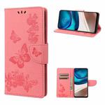 For Motorola Moto G42 Butterfly Embossed Horizontal Flip Leather Phone Case(Pink)