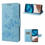 For Motorola Moto G42 Butterfly Embossed Horizontal Flip Leather Phone Case(Blue)