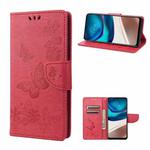 For Motorola Moto G42 Butterfly Embossed Horizontal Flip Leather Phone Case(Red)