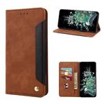 For OnePlus 10T Skin Feel Splicing Leather Phone Case(Brown)