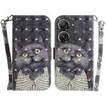 For Asus Zenfone 9 3D Colored Horizontal Flip Leather Phone Case(Hug Cat)
