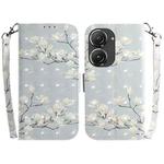 For Asus Zenfone 9 3D Colored Horizontal Flip Leather Phone Case(Magnolia)