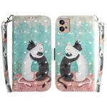 For Motorola Moto G32 3D Colored Horizontal Flip Leather Phone Case(Black White Cat)