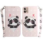 For Motorola Moto G32 3D Colored Horizontal Flip Leather Phone Case(Heart Panda)