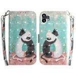 For Nothing Phone 1 3D Colored Horizontal Flip Leather Phone Case(Black White Cat)