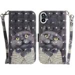 For Nothing Phone 1 3D Colored Horizontal Flip Leather Phone Case(Hug Cat)