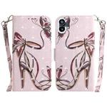 For Nothing Phone 1 3D Colored Horizontal Flip Leather Phone Case(Butterfly High-heeled)