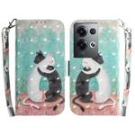 For OPPO Reno 8Pro 3D Colored Horizontal Flip Leather Phone Case(Black White Cat)
