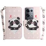 For OPPO Reno 8Pro 3D Colored Horizontal Flip Leather Phone Case(Heart Panda)