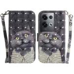 For OPPO Reno 8Pro 3D Colored Horizontal Flip Leather Phone Case(Hug Cat)