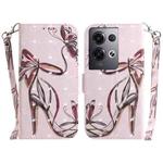 For OPPO Reno 8Pro 3D Colored Horizontal Flip Leather Phone Case(Butterfly High-heeled)