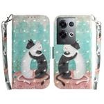 For OPPO Reno8 Pro+ 3D Colored Horizontal Flip Leather Phone Case(Black White Cat)