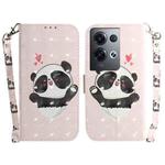 For OPPO Reno8 Pro+ 3D Colored Horizontal Flip Leather Phone Case(Heart Panda)