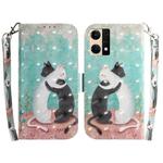 For OPPO Reno7 4G 3D Colored Horizontal Flip Leather Phone Case(Black White Cat)