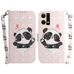 For OPPO Reno7 4G 3D Colored Horizontal Flip Leather Phone Case(Heart Panda)