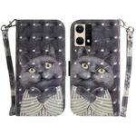 For OPPO Reno7 4G 3D Colored Horizontal Flip Leather Phone Case(Hug Cat)