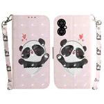 For Xiaomi Poco M4 5G 3D Colored Horizontal Flip Leather Phone Case(Heart Panda)