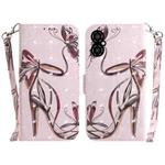 For Xiaomi Poco M4 5G 3D Colored Horizontal Flip Leather Phone Case(Butterfly High-heeled)