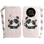 For Honor X9/X9 5G 3D Colored Horizontal Flip Leather Phone Case(Heart Panda)