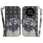 For Honor X9/X9 5G 3D Colored Horizontal Flip Leather Phone Case(Hug Cat)