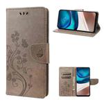 For Motorola Moto G42 Butterfly Flower Pattern Flip Leather Phone Case(Grey)