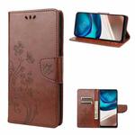 For Motorola Moto G42 Butterfly Flower Pattern Flip Leather Phone Case(Brown)