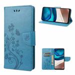 For Motorola Moto G42 Butterfly Flower Pattern Flip Leather Phone Case(Blue)