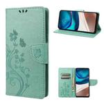 For Motorola Moto G42 Butterfly Flower Pattern Flip Leather Phone Case(Green)