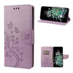 For OnePlus 10T Butterfly Flower Pattern Flip Leather Phone Case(Light Purple)