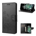 For OnePlus 10T Butterfly Flower Pattern Flip Leather Phone Case(Black)
