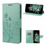 For OnePlus 10T Butterfly Flower Pattern Flip Leather Phone Case(Green)