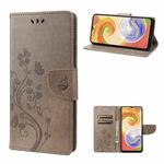 For Samsung Galaxy A04 Butterfly Flower Pattern Flip Leather Phone Case(Grey)