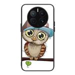 For Huawei Mate 50 Pro Colorful Painted Glass Phone Case(Owl)