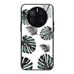 For Huawei Mate 50 Pro Colorful Painted Glass Phone Case(Banana Leaf)