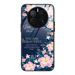 For Huawei Mate 50 Pro Colorful Painted Glass Phone Case(Flower)